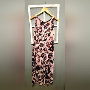 Simply Vera Vera Wang Purple Floral High-Low Midi Dress - Size PL Petite Large